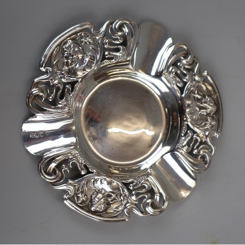 15 - Chased hallmarked silver Art Nouveau ashtray together with silver bud vase