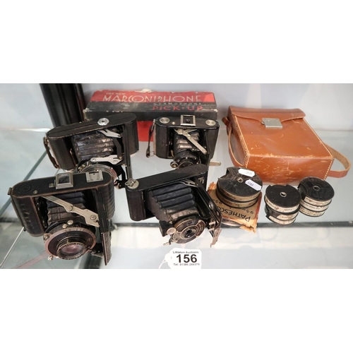 156 - Collection of vintage folding cameras etc