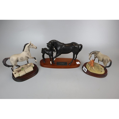 166 - 3 horse figures to include Black Beauty by Beswick