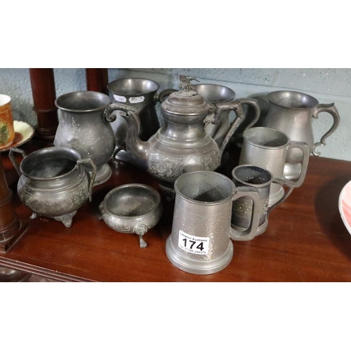 174 - Collection of pewter