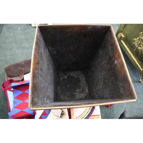 195 - Arts and Crafts brass and copper coal bucket