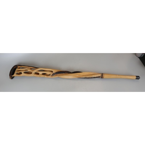 197 - African tribal walking stick carved from a single piece of wood in the form of a snake