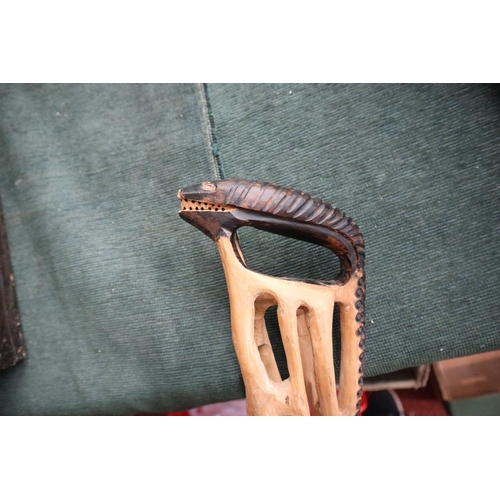 197 - African tribal walking stick carved from a single piece of wood in the form of a snake