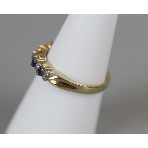 20 - Gold sapphire & diamond set ring - Size N