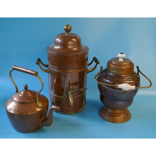 208 - Three large copper & brass items