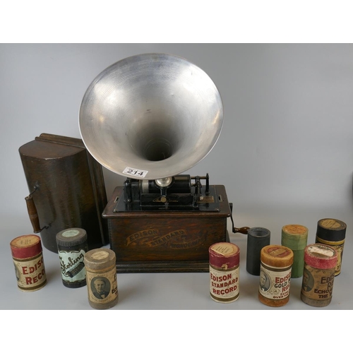 214 - Edison Standard Phonograph in working order with 10 Edison records