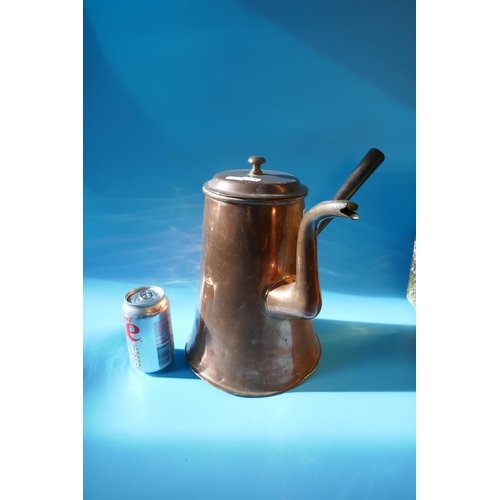 225 - Collection of brass and interesting copper jug