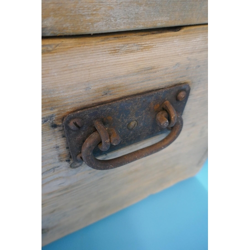 231 - Small antique pine brass bound trunk