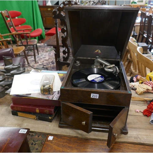 233 - Gramophone with records and needles