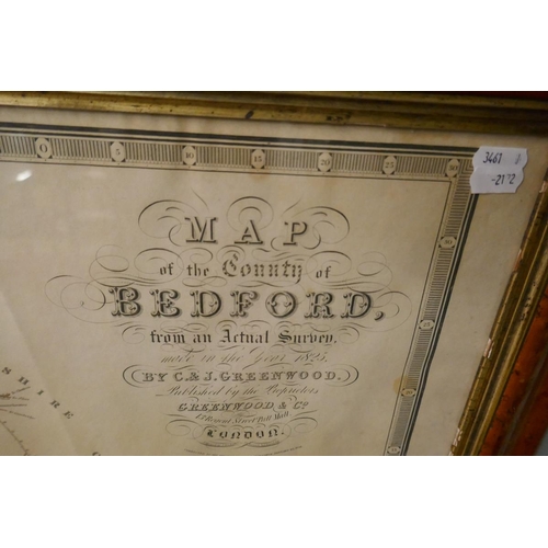 246 - Large framed map of Bedford - Approx IS: 72cm x 58cm