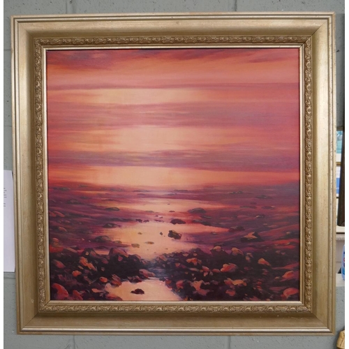 256 - Oil on canvas - Red Sky over the Ocean - Jen Aitken ARSMA - Approx IS: 70cm x 70cm