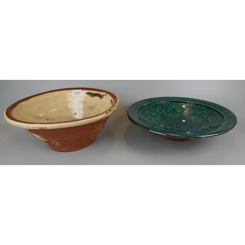 260 - Salt glaze slipware bowl and another