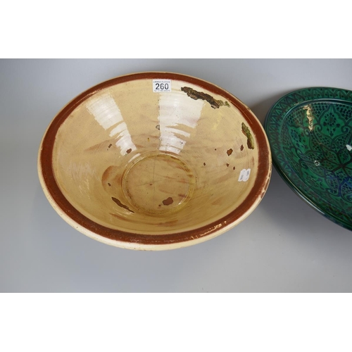 260 - Salt glaze slipware bowl and another