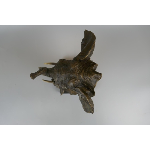 262 - Large bronze elephant on marble base - Approx height 29cm