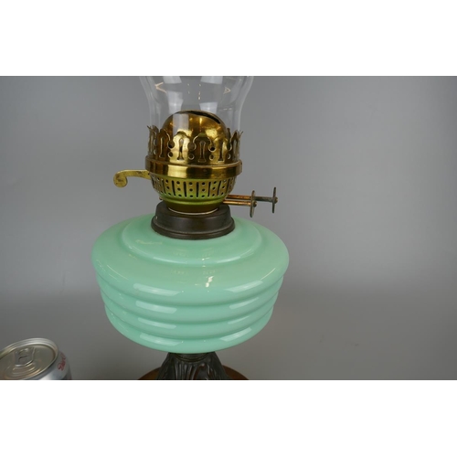 273 - Victorian oil lamp with light blue reservoir