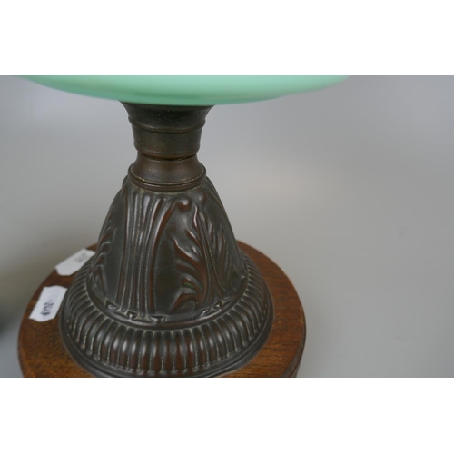 273 - Victorian oil lamp with light blue reservoir