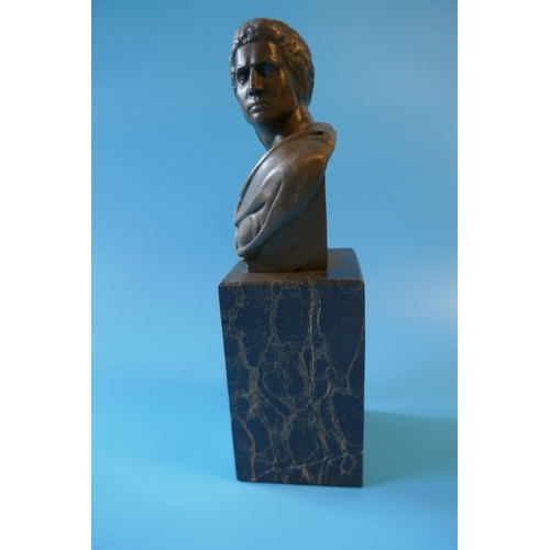 284 - Bronze Roman style bust on marble base - Approx height 27cm