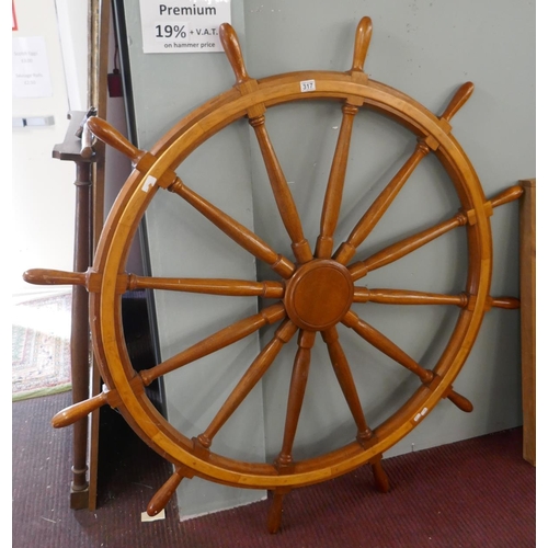 317 - Bespoke hand crafted hardwood yacht wheel - Originally made for a restaurant in the Bahamas - Approx... 