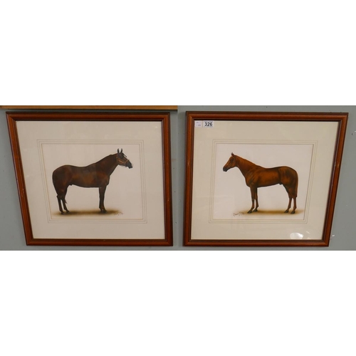 326 - Pair of horse studies - Watercolours by Robert J May - Approx IS: 35cm x 29cm