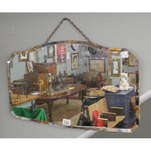 334 - Vintage bevelled glass mirror