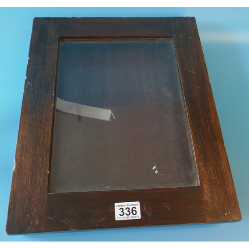 336 - Wooden glazed display case - Approx size: 35cm x 43cm