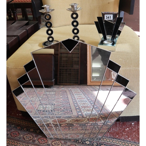 341 - Art Deco style mirror & candlesticks