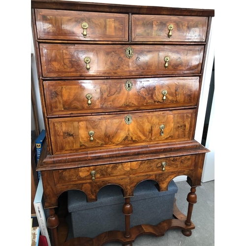 345 - 18th century burr walnut chest on stand