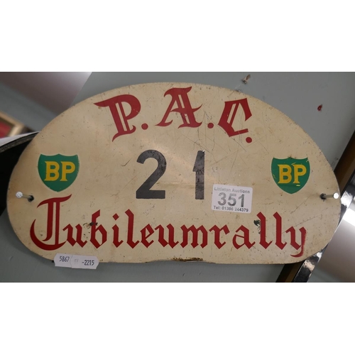 351 - Vintage rally plaque