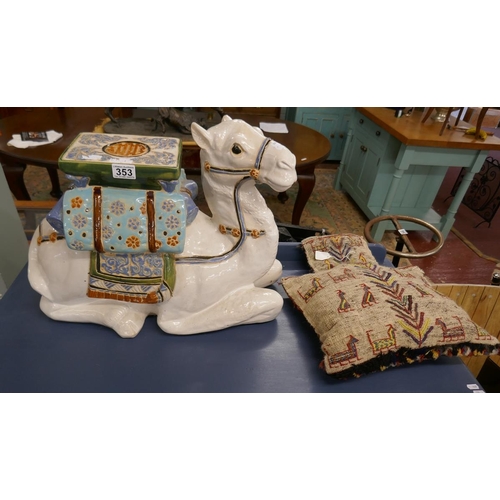 353 - Large ceramic camel seat with saddle cushion