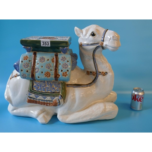 353 - Large ceramic camel seat with saddle cushion