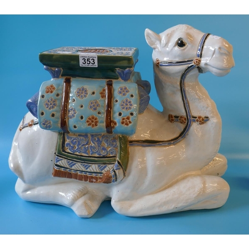 353 - Large ceramic camel seat with saddle cushion