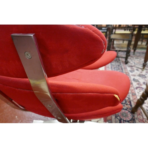 355 - Contemporary red chair with matching stool