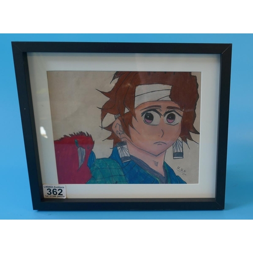 362 - Anime drawing by Harvey Homer-Hill (Martins Grandson) - All proceeds to Bidford Primary School