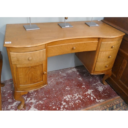 370 - Walnut pad foot dressing table - Approx size W: 113cm D: 52cm H: 76cm