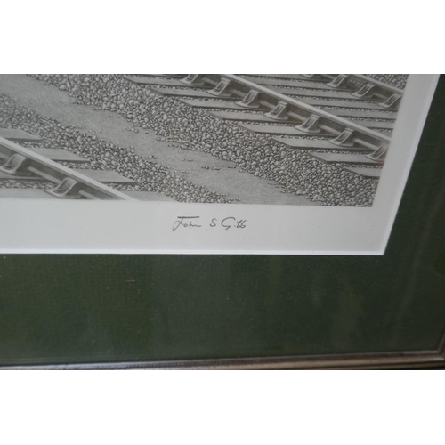 391 - L/E railway print signed John S Gibb - Image size: 53cm x 38cm