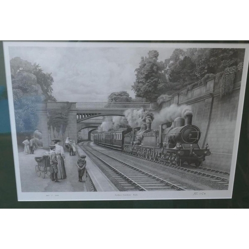 391 - L/E railway print signed John S Gibb - Image size: 53cm x 38cm