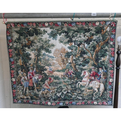 395 - Tapestry hunting scene by Flemish tapestries - Approx size: 100cm x 80cm