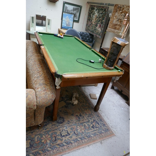 403 - Vintage slate bed pool table with balls