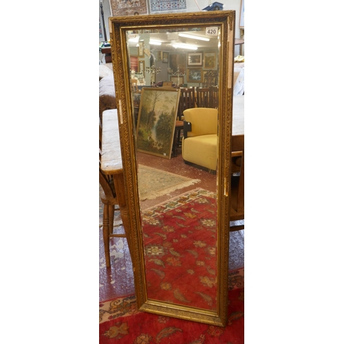 420 - Large gilt framed bevelled glass mirror - Approx size: 43cm x 129cm