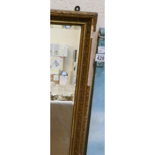 420 - Large gilt framed bevelled glass mirror - Approx size: 43cm x 129cm