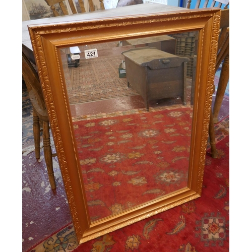 421 - Gilt framed bevelled glass mirror - Approx size: 89cm x 64cm