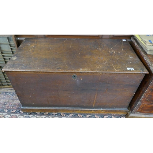 423 - Antique oak coffer with original candle box - Approx size W: 90cm D: 46cm H: 51cm