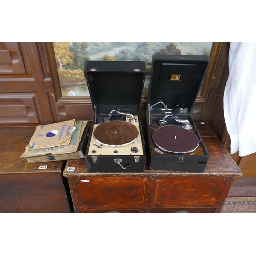 426 - 2 cased gramophones with records