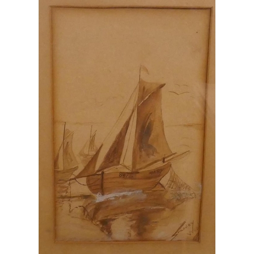 429 - Antique boat picture by Stanley L Wood - Approx. image size 14cm x 22cm