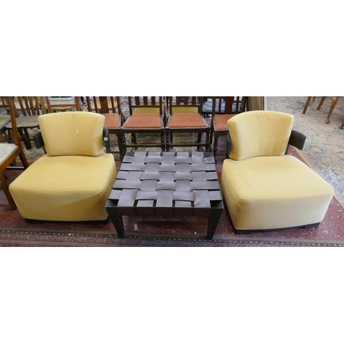 434 - Pair of Italian club chairs and table