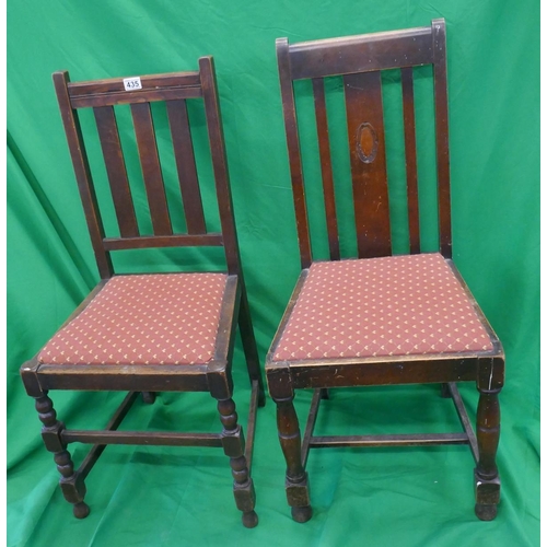 435 - 2 pairs of dining chairs with matching upholstery