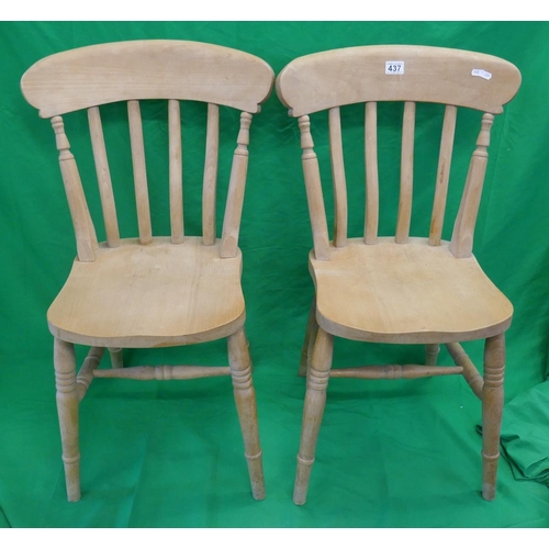 437 - Set of 4 beech slatback farmhouse kitchen chairs