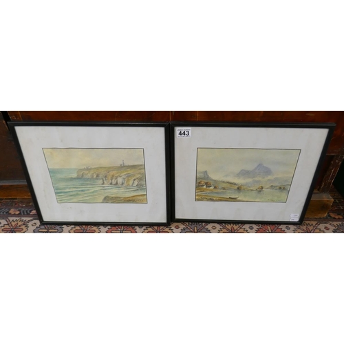 443 - Pair of framed watercolours by J Boucher S.A.S.A dated 1952