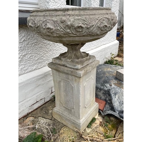 444 - Stone planter on pedestal