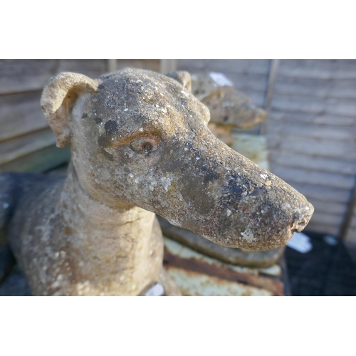 452 - Set of 3 stone dog statues